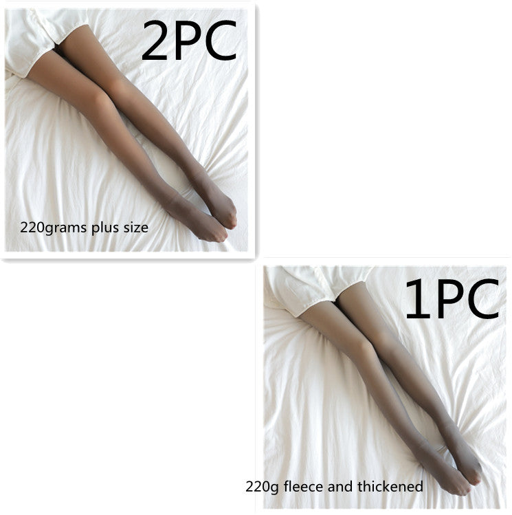 Fake Translucent Plus Size Leggings Fleece Lined Tights Fall And Winter Warm Fleece Pantyhose for Women