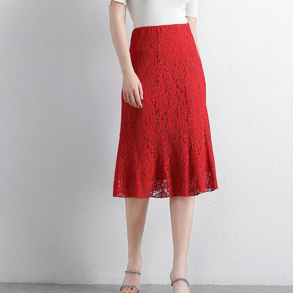 Vintage Lace Fishtail Sheath Skirts For Women