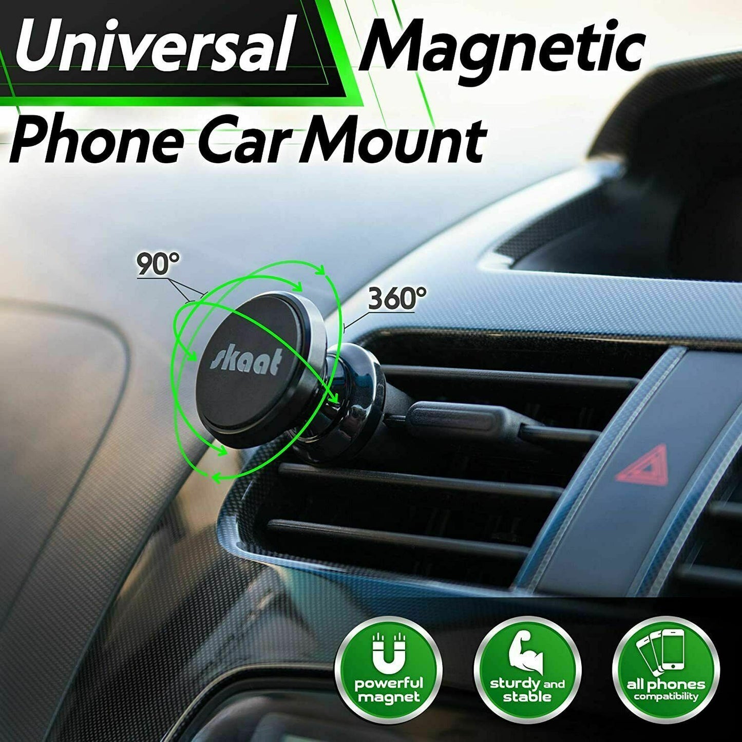 2x 360 Magnetic Car Mount Holder Air Vent Stand Universal For Mobile Cell Phone