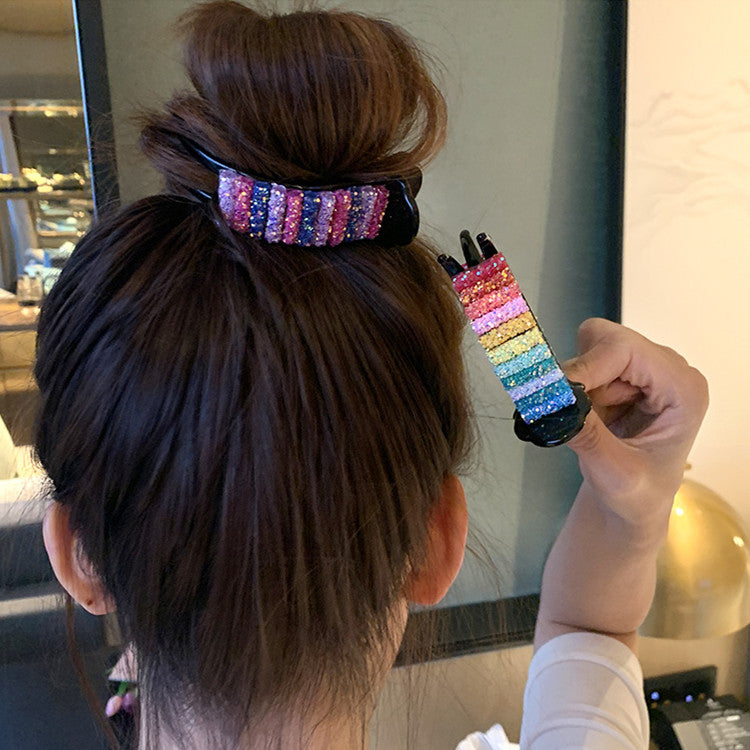 Girl Skittles Barrettes Back Head Grip Bun Hair Band Cute Internet Influencer Hairpin