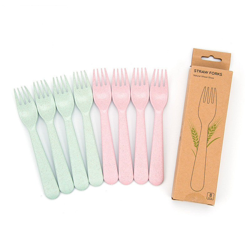 Wheat Straw Cutlery Set, Cups, Dishes, Forks, Spoons, Drop-Proof Dishes Wholesale