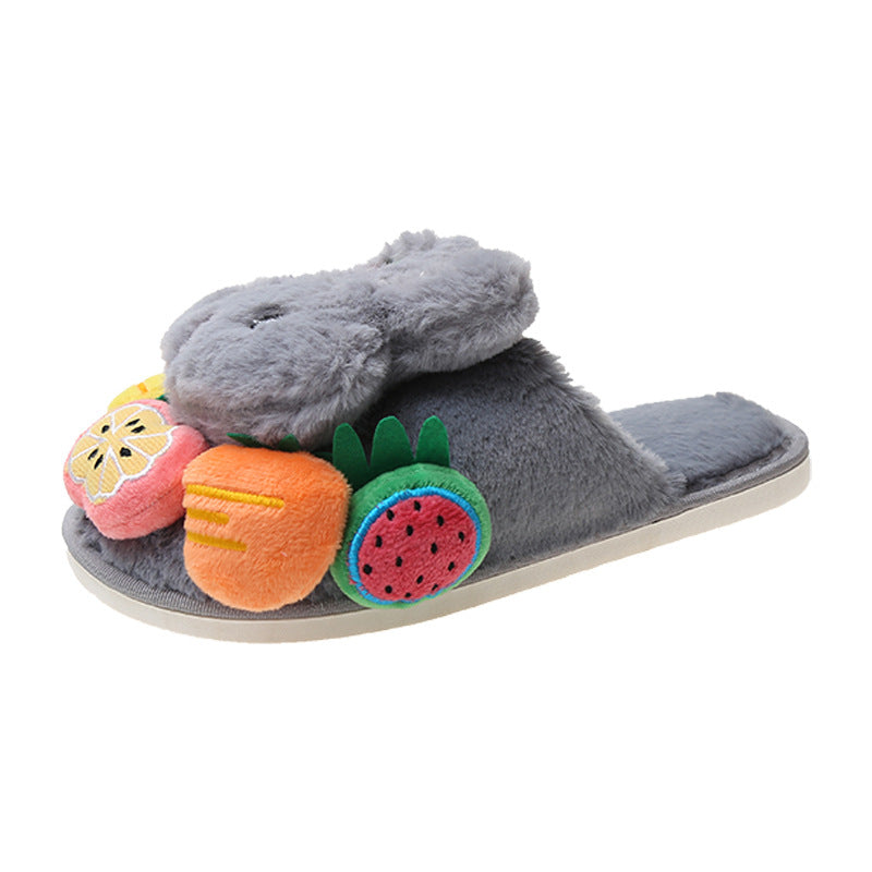 Plush  Home Indoor Heart slipper for girls