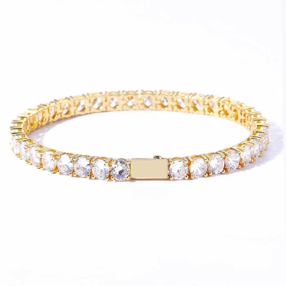 Single Row Diamond Tennis Chain Zircon Hip Hop Men's Bracelet Accessories