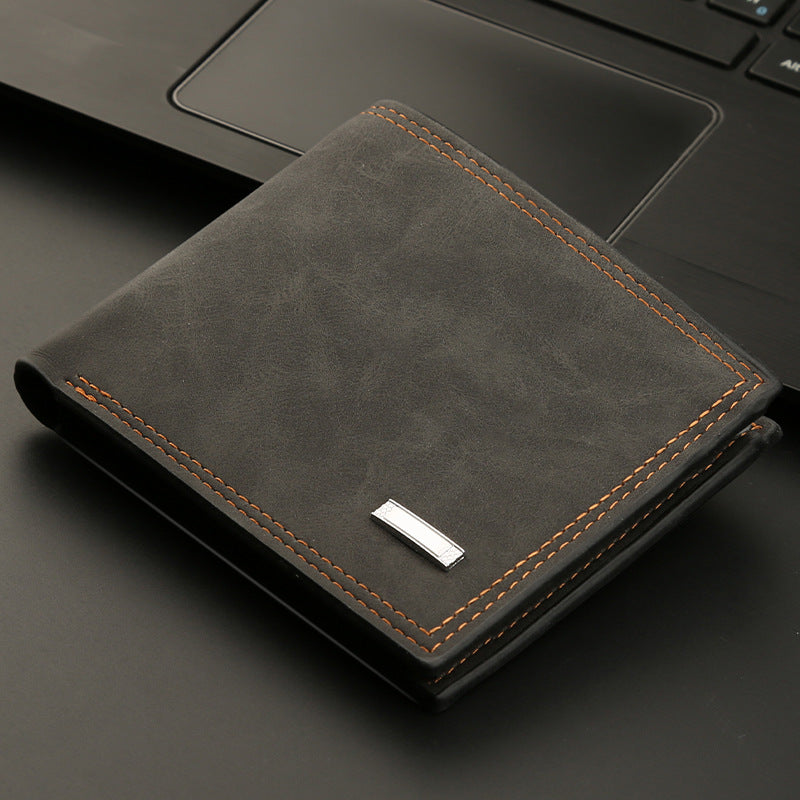 Men's Compact Wallet With Zipper And Multiple Card Slots