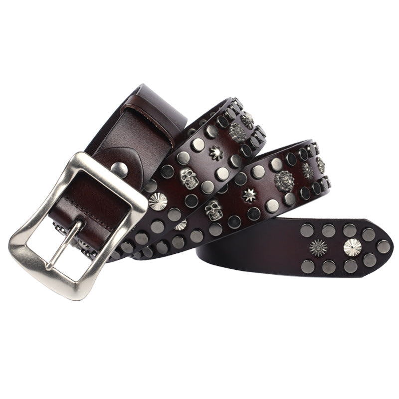 Rivet Nail Head Japanese Buckle European And American Personalized Belt for women