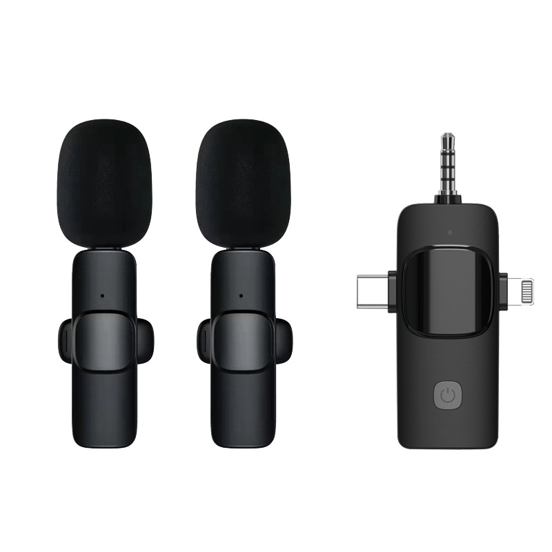 Wireless Lavalier Microphone For IPhone - Android Phone Camera Computer Laptop Dual Wireless Lavalier Microphone - 2.4G Ultra-low Latency, Corded, Plug & Play, Noise Cancellation