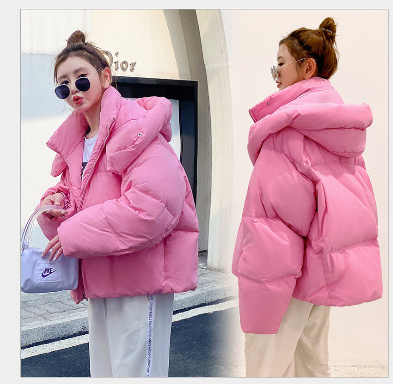 Puffy Hooded Bread Short Cotton-padded Jacket For Women