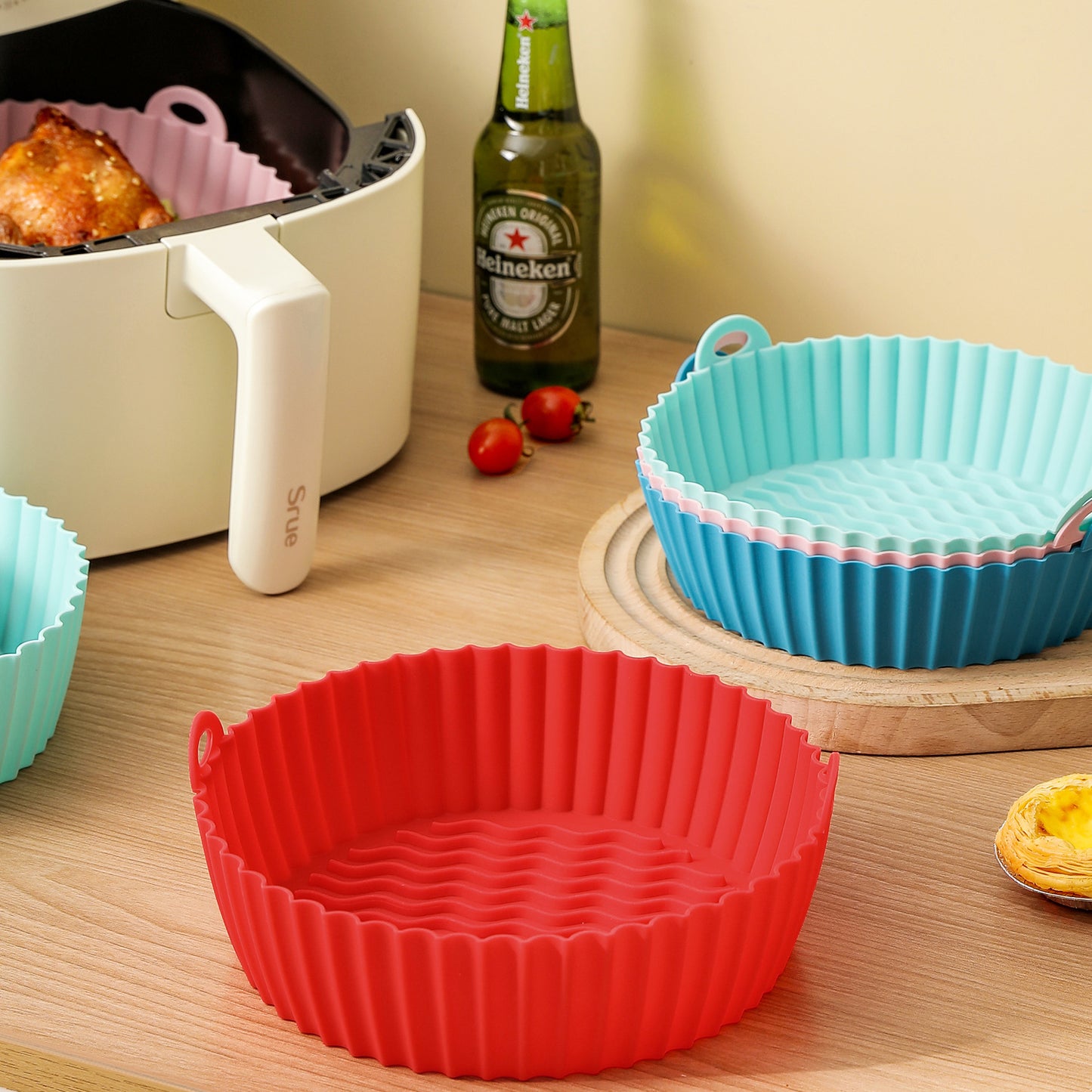 Silicone Basket Pot Tray Airfryer Liner For Air Fryer Reusable Container Accessories Pan Baking Mold Canister Shape Protector