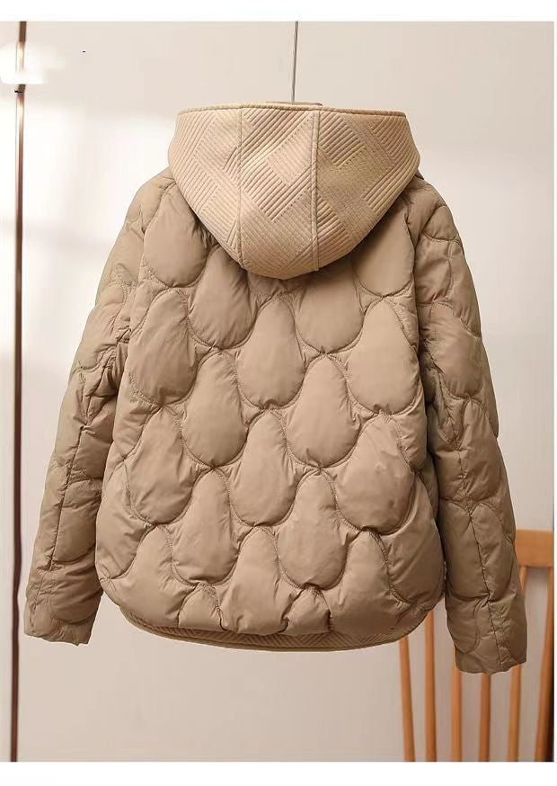 Cotton-padded Short Fake Two-piece Hooded Casual Coat for women