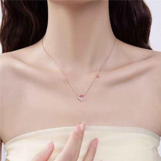 S925 Sterling Silver Heart-shaped Short Clavicle Chain