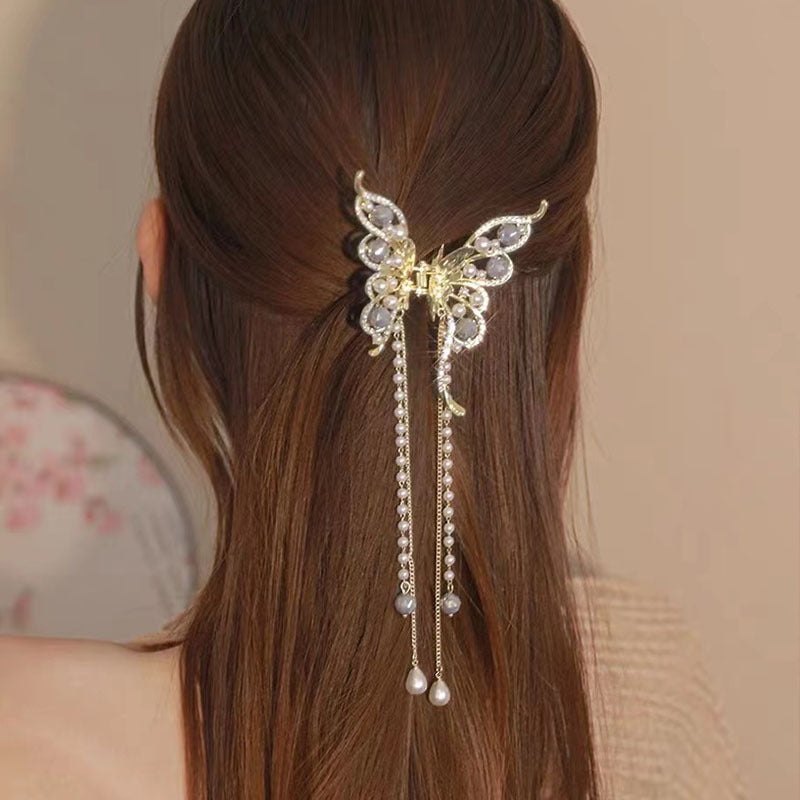 Women's Fashion Temperament Bow Tassel Grab Clip