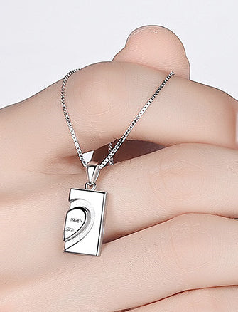 Silver Necklace Qixi Couple Love Buckle