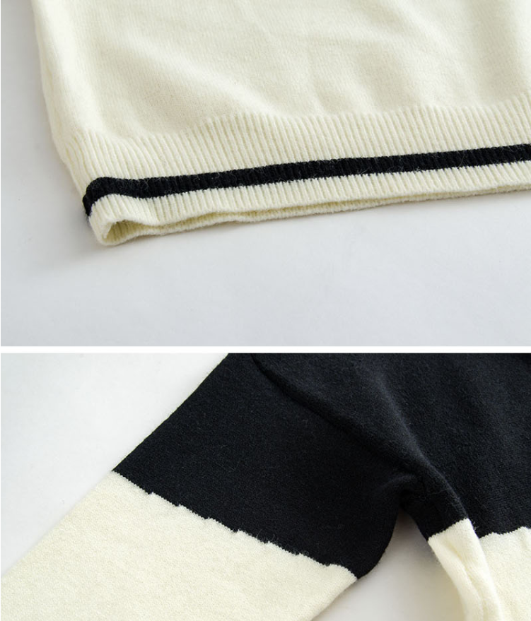 Japanese Retro Contrast Stitching Sweater Men