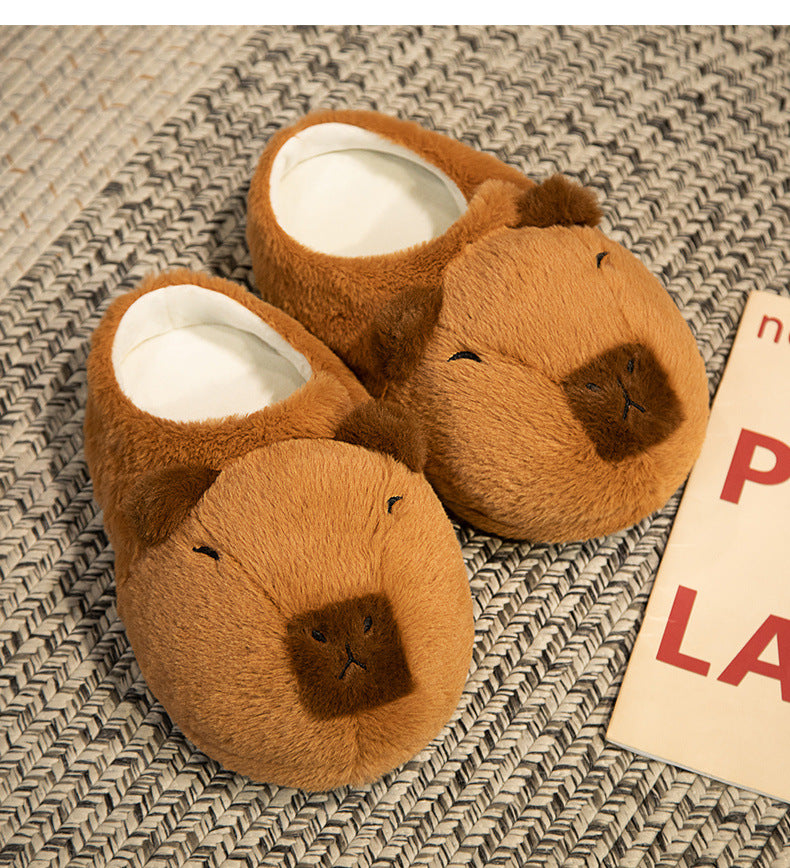 Capybara Plush Slippers Winter Girls' Home Cotton Shoes