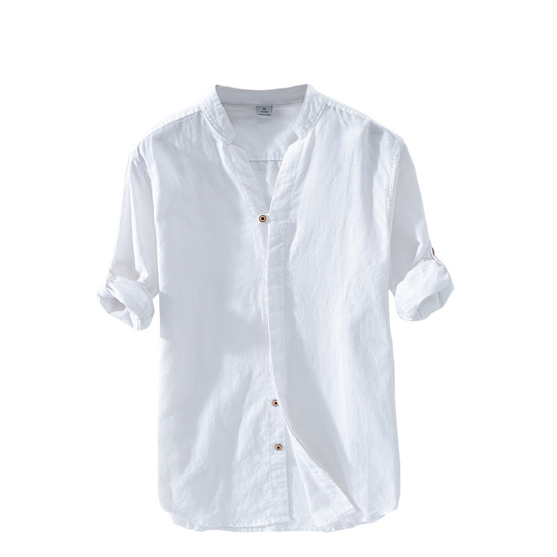 Linen Men's Casual Shirt Japanese Retro Loose Cotton And Linen Shirt Men