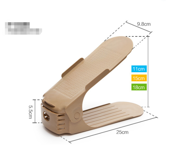 Adjustable Double Stand Shoe Support Lock Closet Cabinet Storage Rack