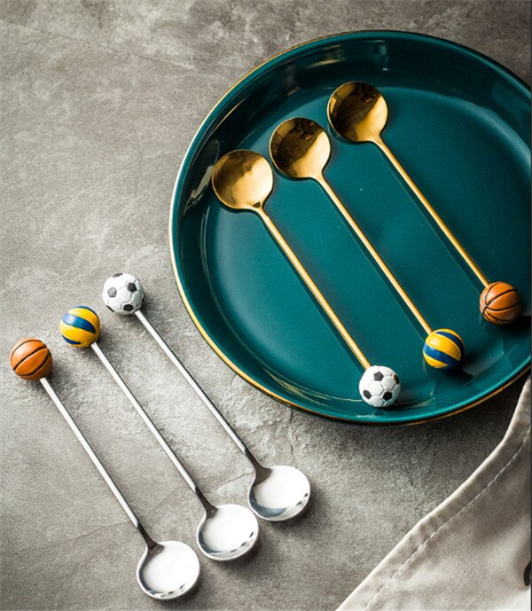 Spherical spoon stainless steel coffee spoon creative golden spoon dessert spoon mixing spoon small round spoon card milk small spoon