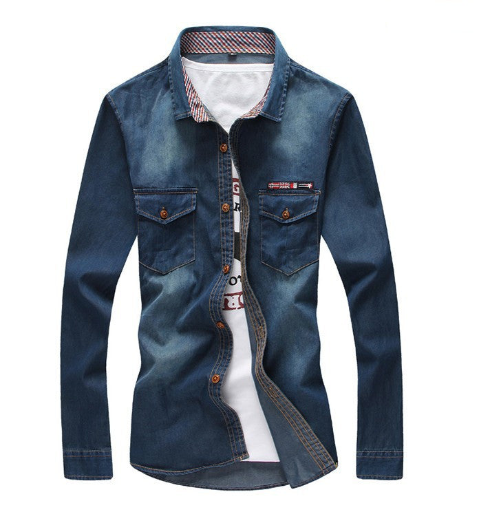 Youth Tricolor Denim Shirt Large Men