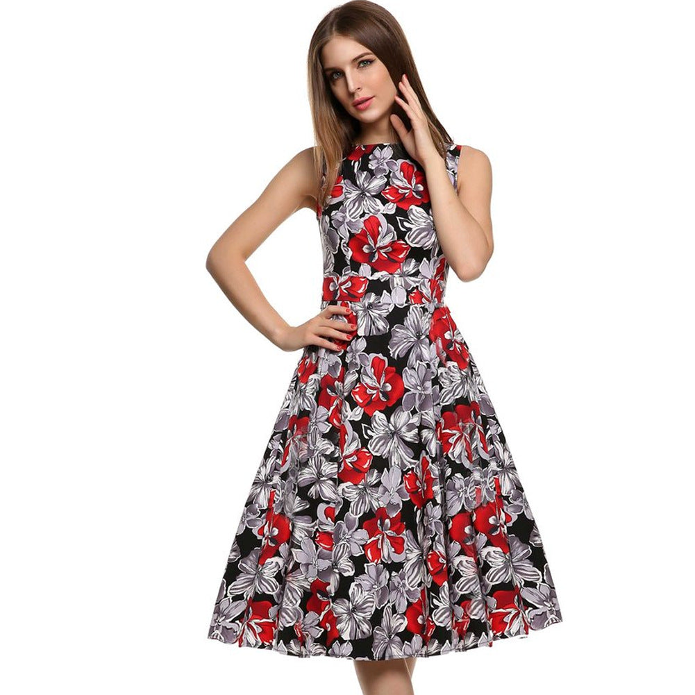 Vintage print dress for women