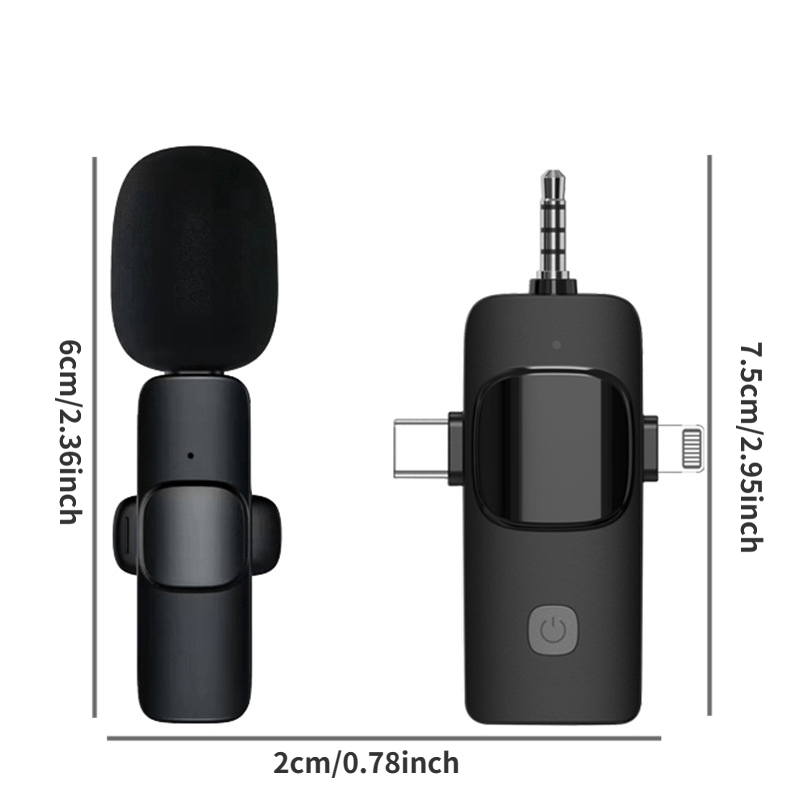 Wireless Lavalier Microphone For IPhone - Android Phone Camera Computer Laptop Dual Wireless Lavalier Microphone - 2.4G Ultra-low Latency, Corded, Plug & Play, Noise Cancellation