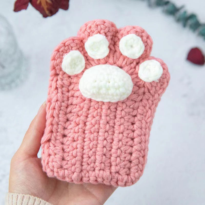 Cat's Paw and Wool Woven Half Finger Finished Cute Warm Winter Gift For women