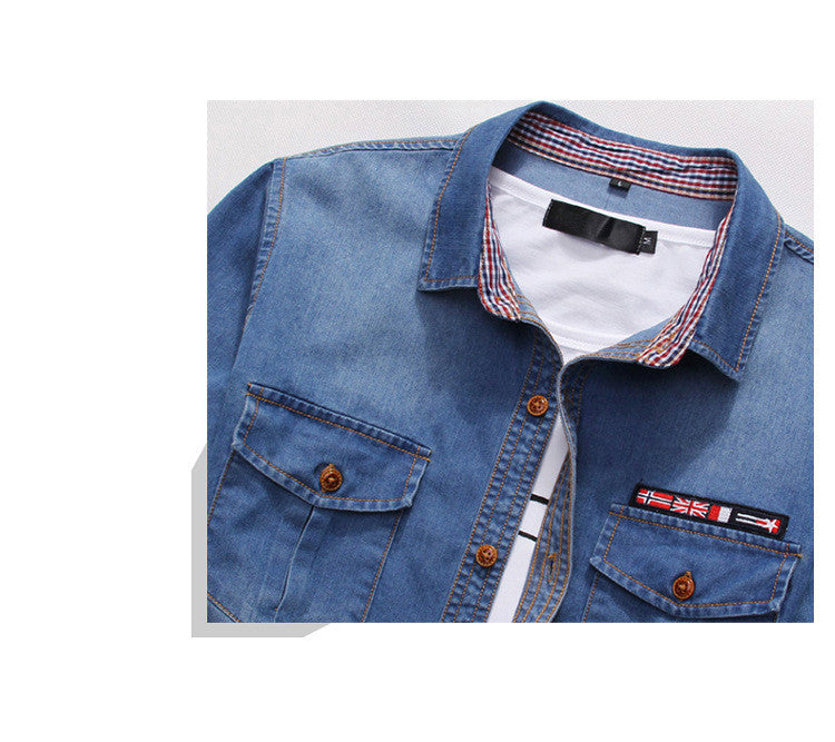 Youth Tricolor Denim Shirt Large Men