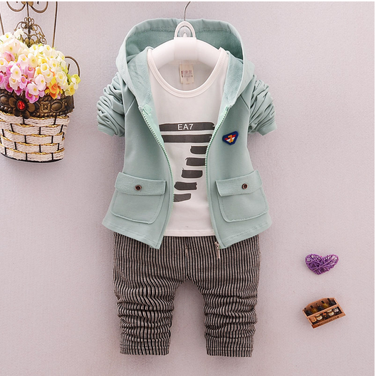 spring and autumn  zipper striped trousers suit for baby