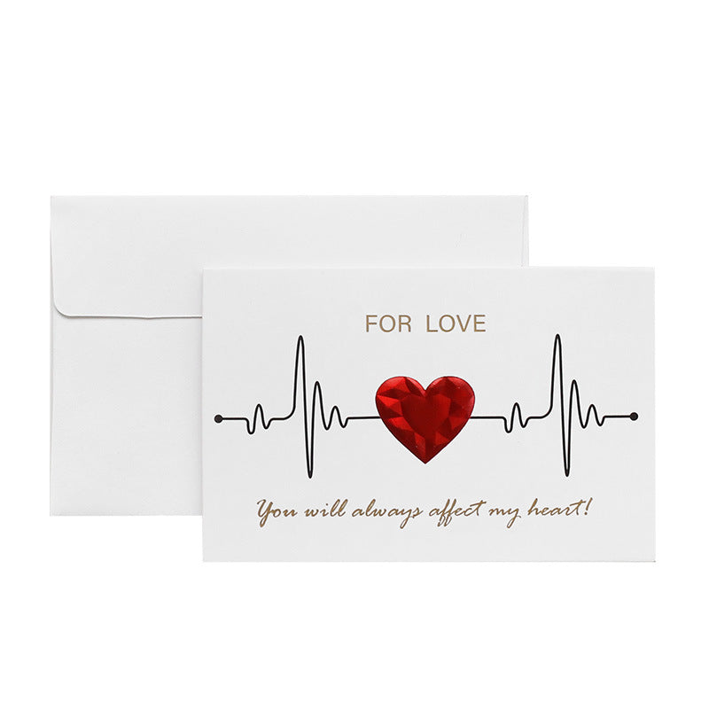 Solid Red Heart Greeting Card with Envelopes Romantic Letter I Love You Forever