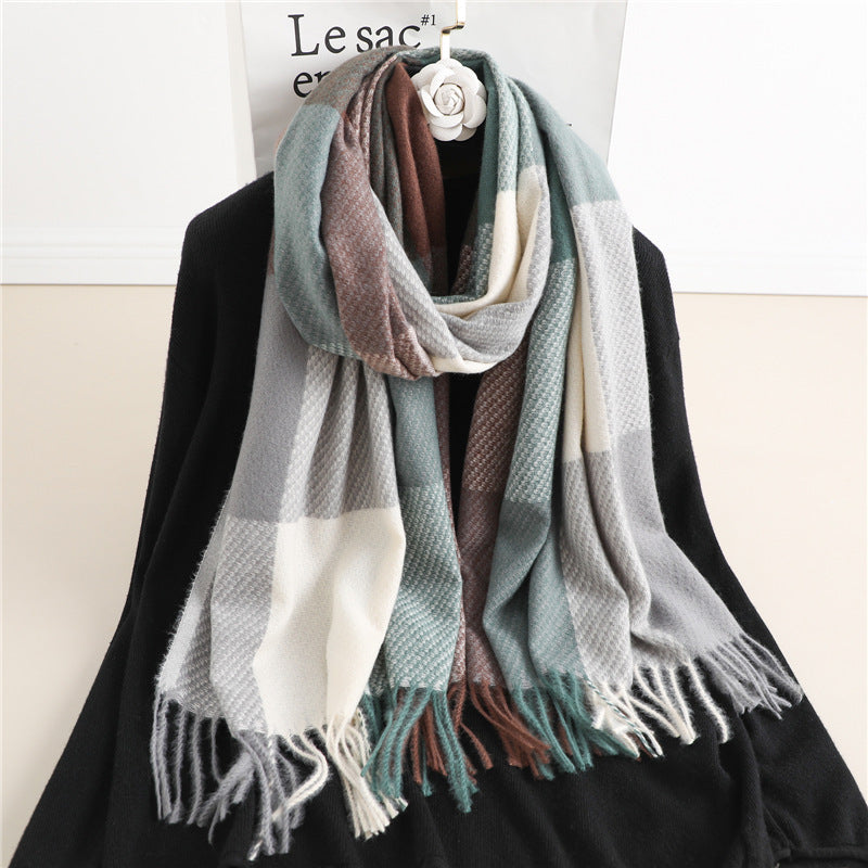 Winter New Scarf Cashmere Check Pattren All-match Color Matching Scarf for women