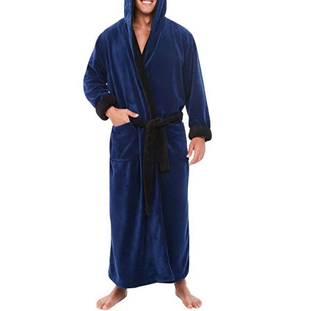 Bath Robe Flannel Hooded Gown For Men