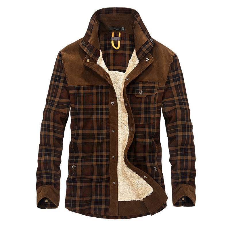 Pure Cotton Plaid Military Style Winter Jackets For Men