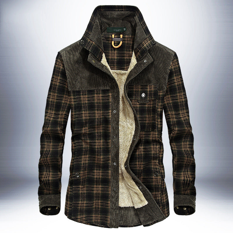 Pure Cotton Plaid Military Style Winter Jackets For Men