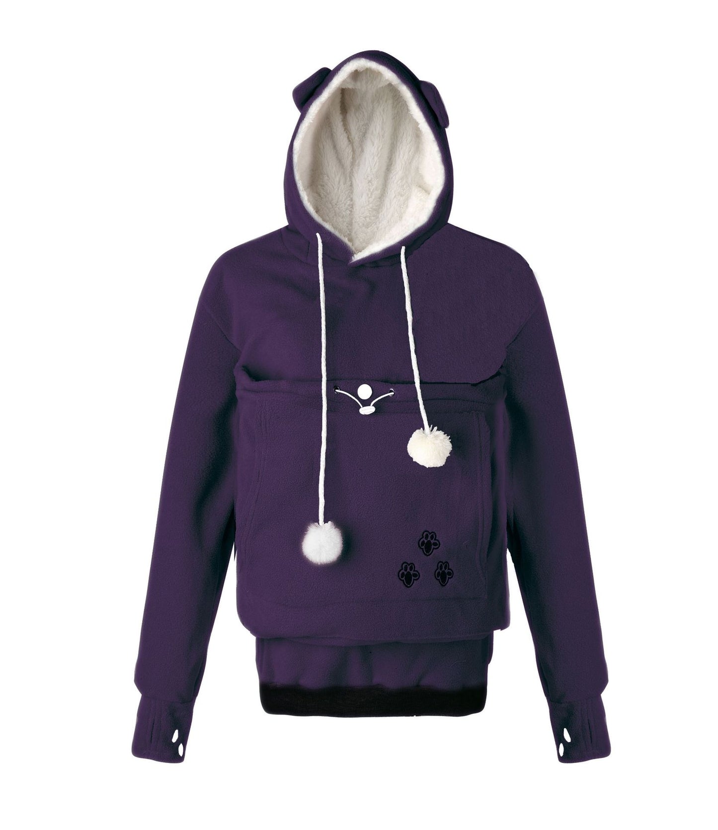 Embroidery Big Pocket Pullover Hoodies For Women