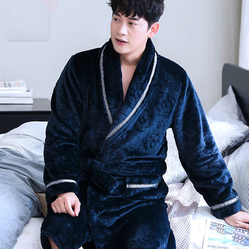 Bathrobe Coral Fleece Gown For Men