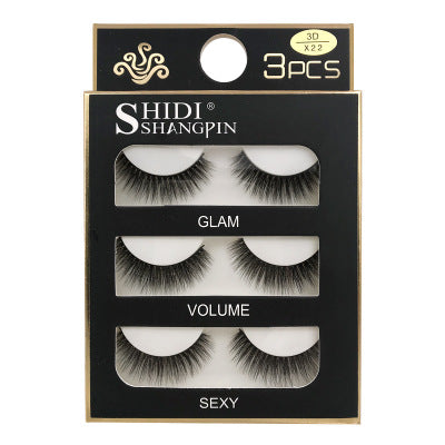 3D mink eyelashes 3 pairs of natural fiber long false eyelashes