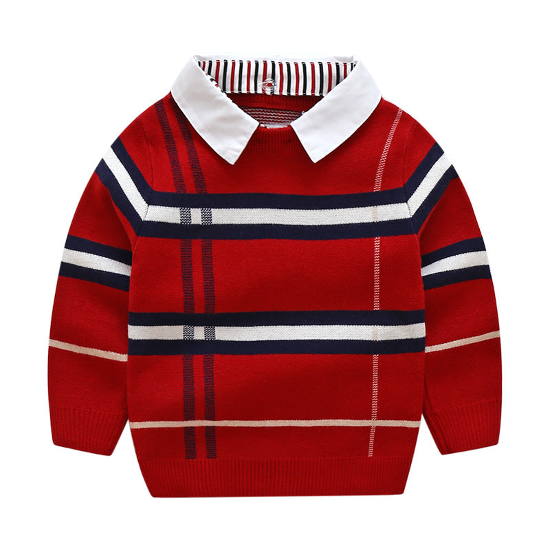 Boys plaid jacquard sweater for boys