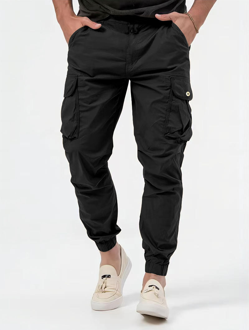 Cargo Trousers With Three-dimensional Pockets With Solid Color For Men