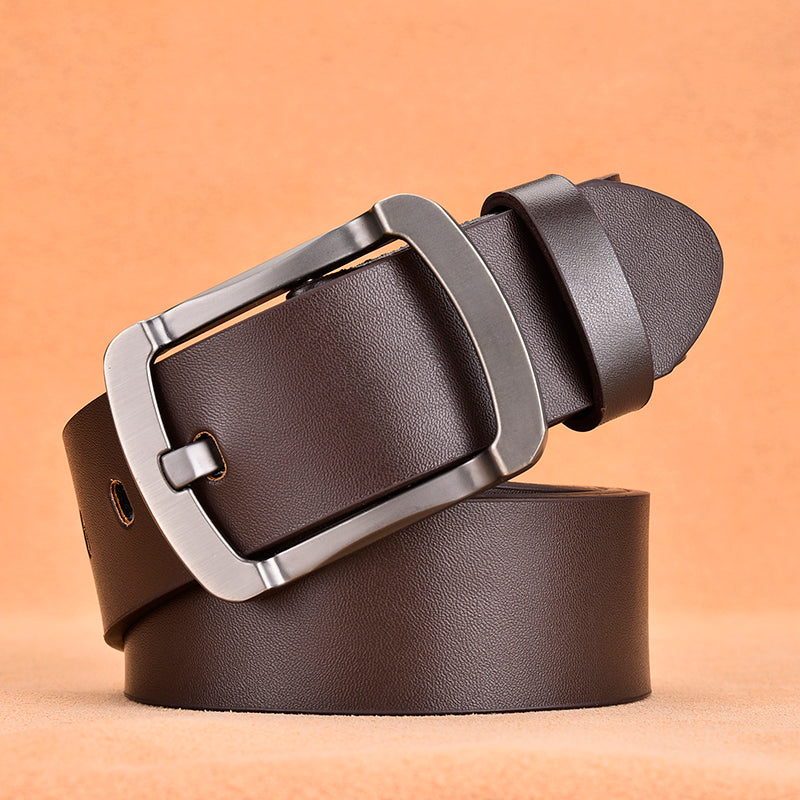 Men's leather pin buckle casual belt