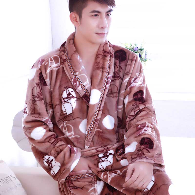 Bathrobe Coral Fleece Gown For Men