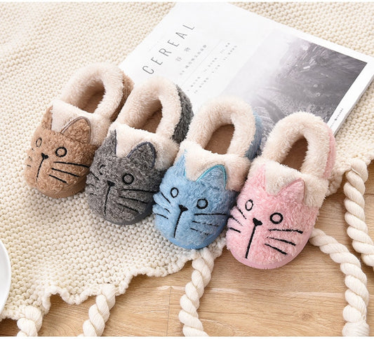 Toddler Baby Home Slippers Girls Cute Cartoon Cat Cotton Shoes Winter Children Keep Warm Slippers