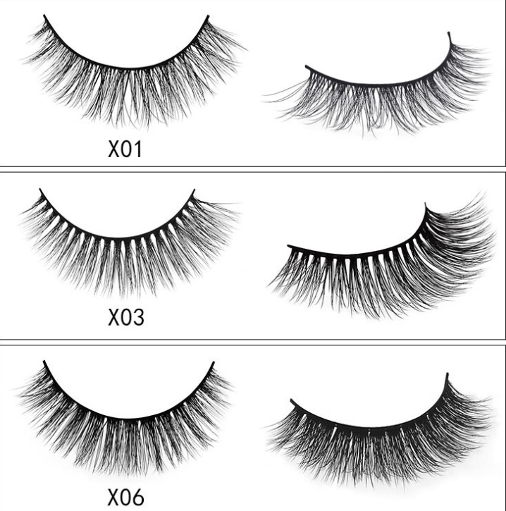 3D mink eyelashes 3 pairs of natural fiber long false eyelashes