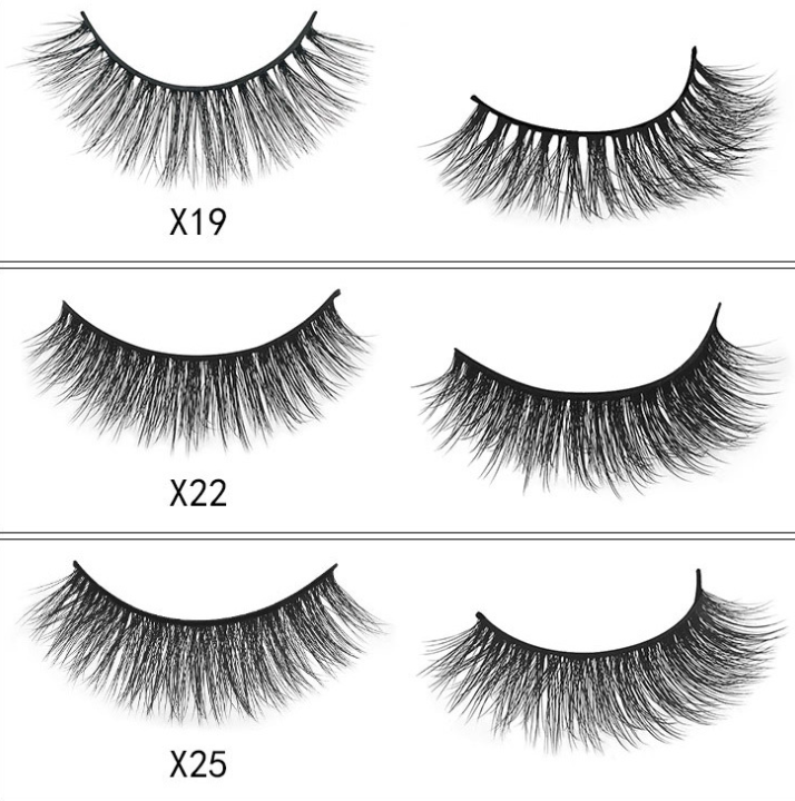 3D mink eyelashes 3 pairs of natural fiber long false eyelashes