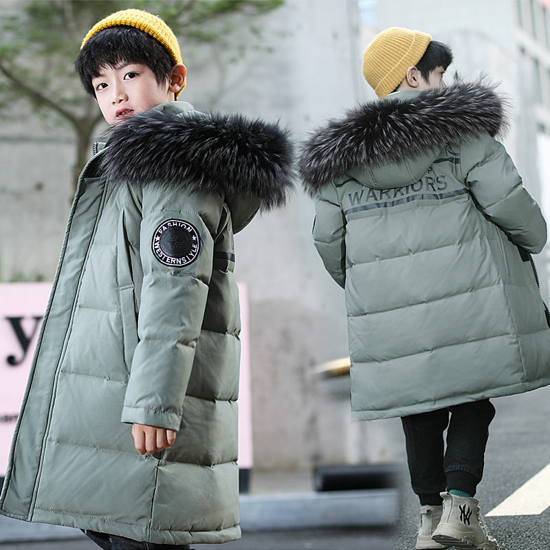 New Mid-length Thick White Duck Down Jacket for boys