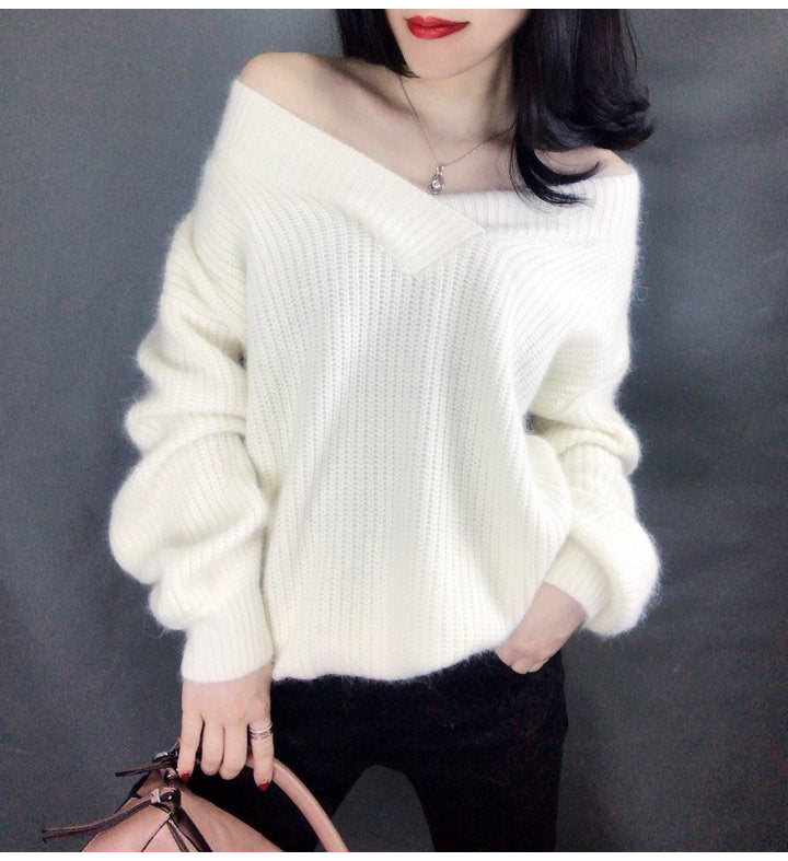 V Neck Pullovers Oversized Sweaters For Women