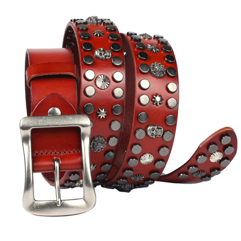 Rivet Nail Head Japanese Buckle European And American Personalized Belt for women