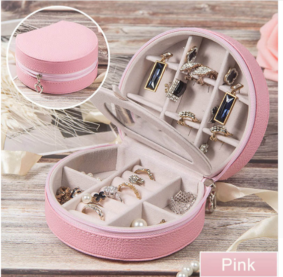 Cosmetic storage box with zipper travel portable jewelry box