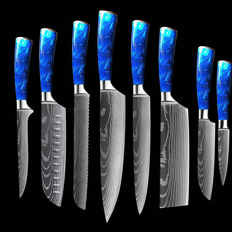 8-inch Chef Knife with Blue Resin Handle