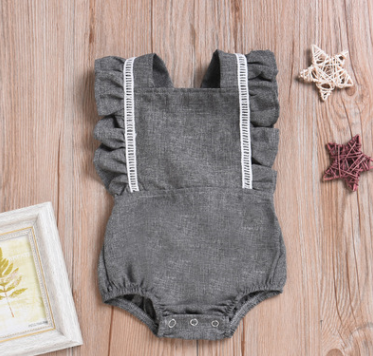 Linen Back Buckle Baby Rompers