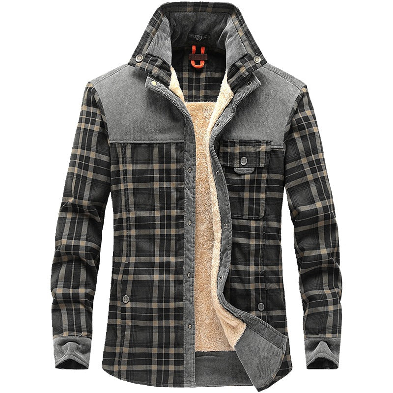 Pure Cotton Plaid Military Style Winter Jackets For Men