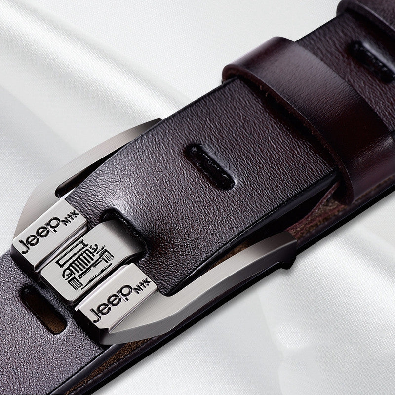 Men's leather pin buckle casual belt